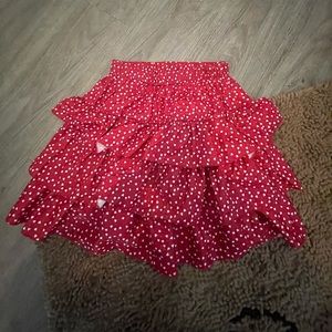 red and white ruffled skirt size xs